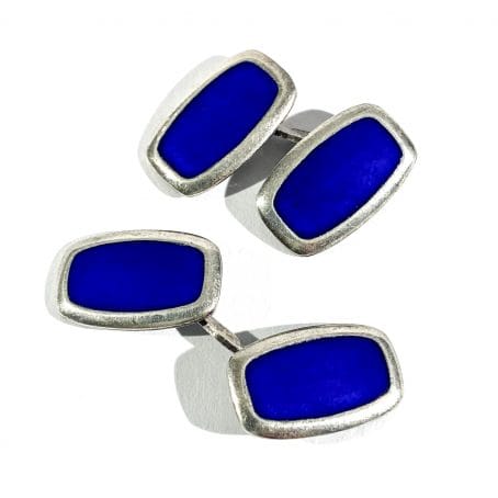 silver and enamel men's shirt cufflinks