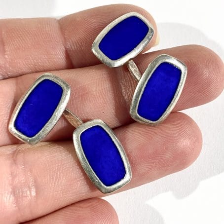 silver and enamel men's shirt cufflinks