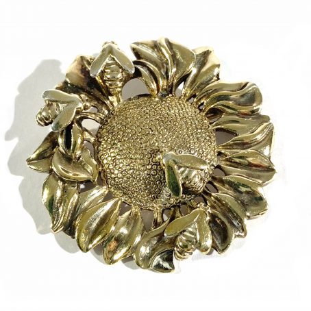 sunflower brooch in English silver