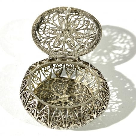 Antique silver filigree pillbox