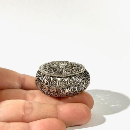 Antique silver filigree pillbox
