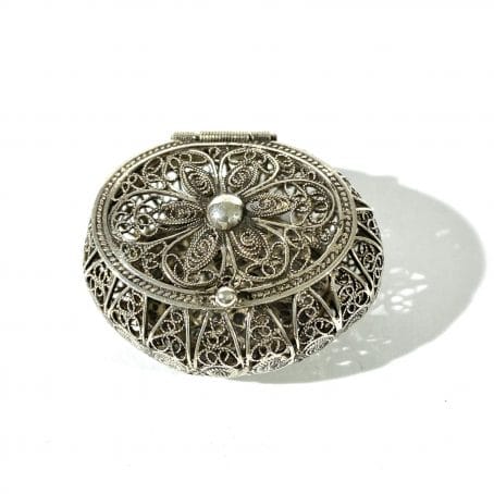 Antique silver filigree pillbox