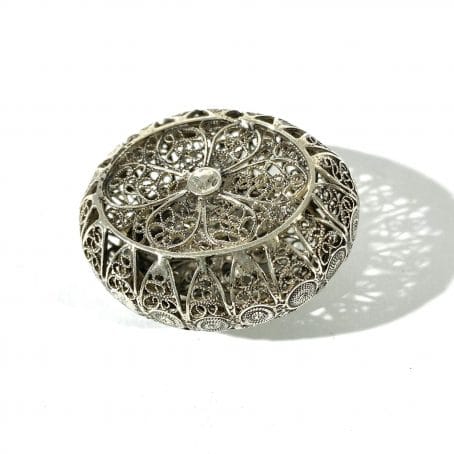Antique silver filigree pillbox