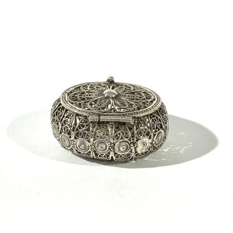 Antique silver filigree pillbox