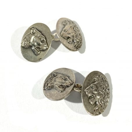 gemelli da camicia con leoni  in argento