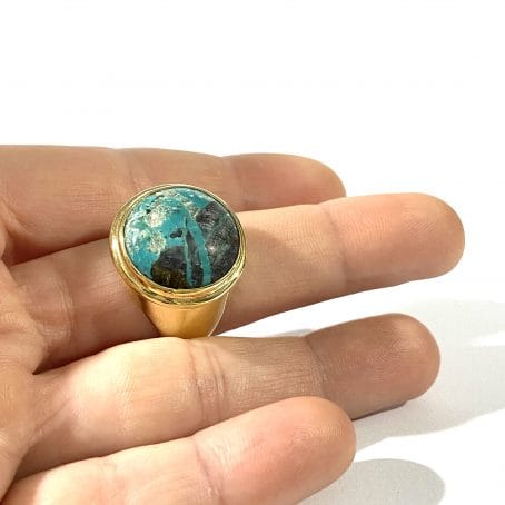 chevalier ring with natural turquoise