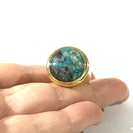 anello chevalier con  turchese naturale - immagine 7