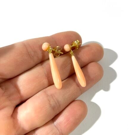 pink coral pendant earrings - Image 4